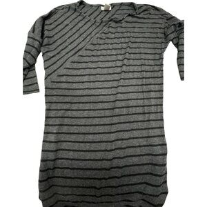 motherhood maternity mid sleeve shirt strip gray black side bunched small READ